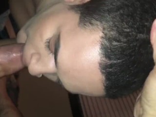 Twink gives 9in cock slow sloppy head