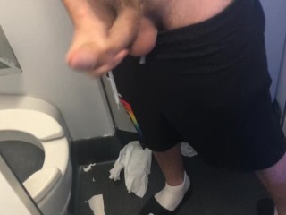 College Boy with Huge Dick Cums on Plane
