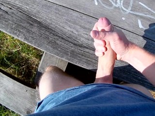 Caught by a jogger just when I cuming…Risky public/outdoors