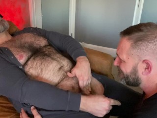 Two Hairy Dads helping each other out!