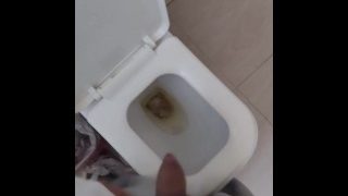 Golden shower on trash can, Desperate to piss