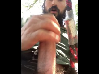 Big Cumload Masturbating During Climb