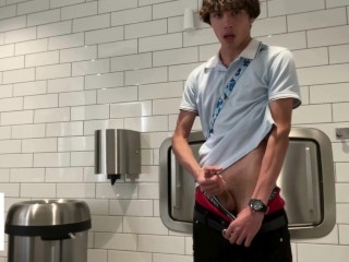 Gay Teen Model Masturbates Inside Grocery Stores Public Restroom!